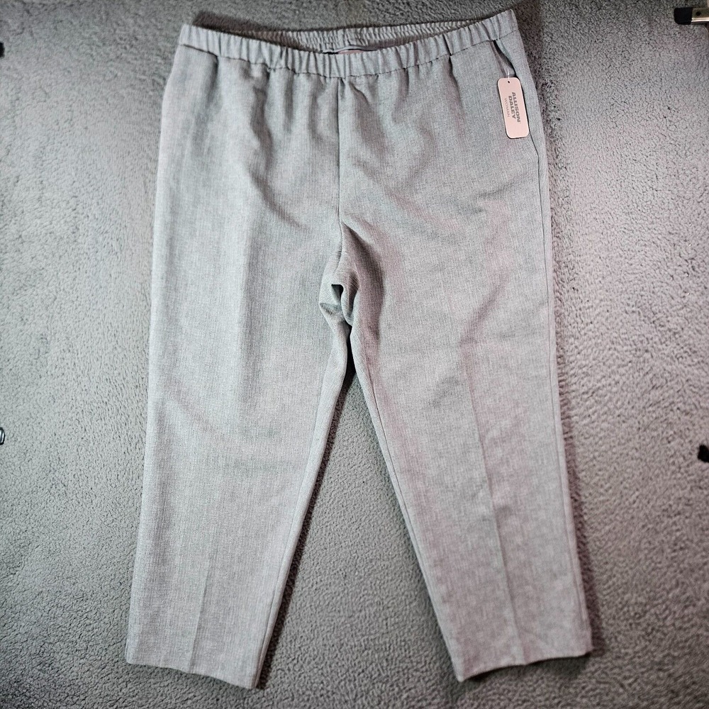 NWT Allison Daley Pants Women 22 WS Elastic Waist Textured Gray Poly NEW